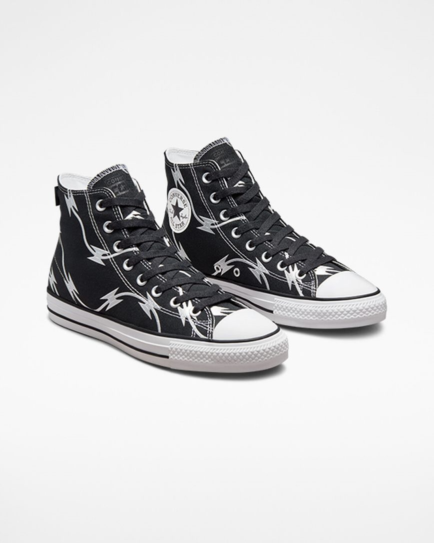 Bascheți Barbati Converse CONS Chuck Taylor All Star Pro Razor Wire Negrii Argintii Albi | RO WYLTR753